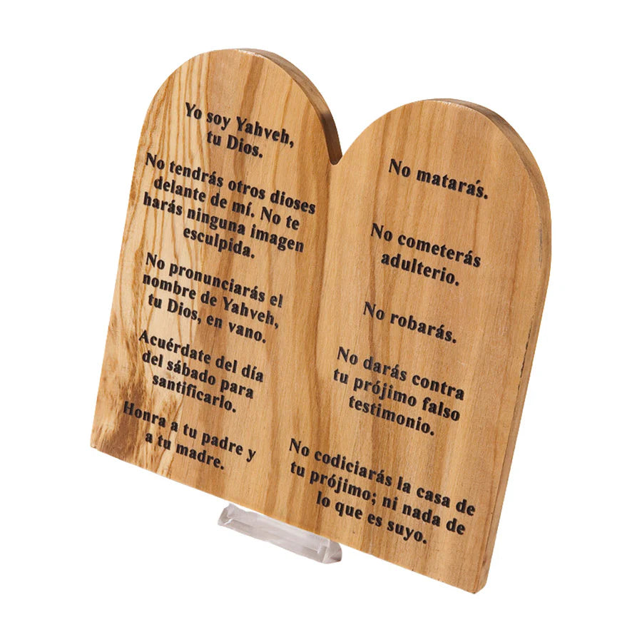 LOS 10 MANDAMIENTOS EN MADERA DE OLIVO