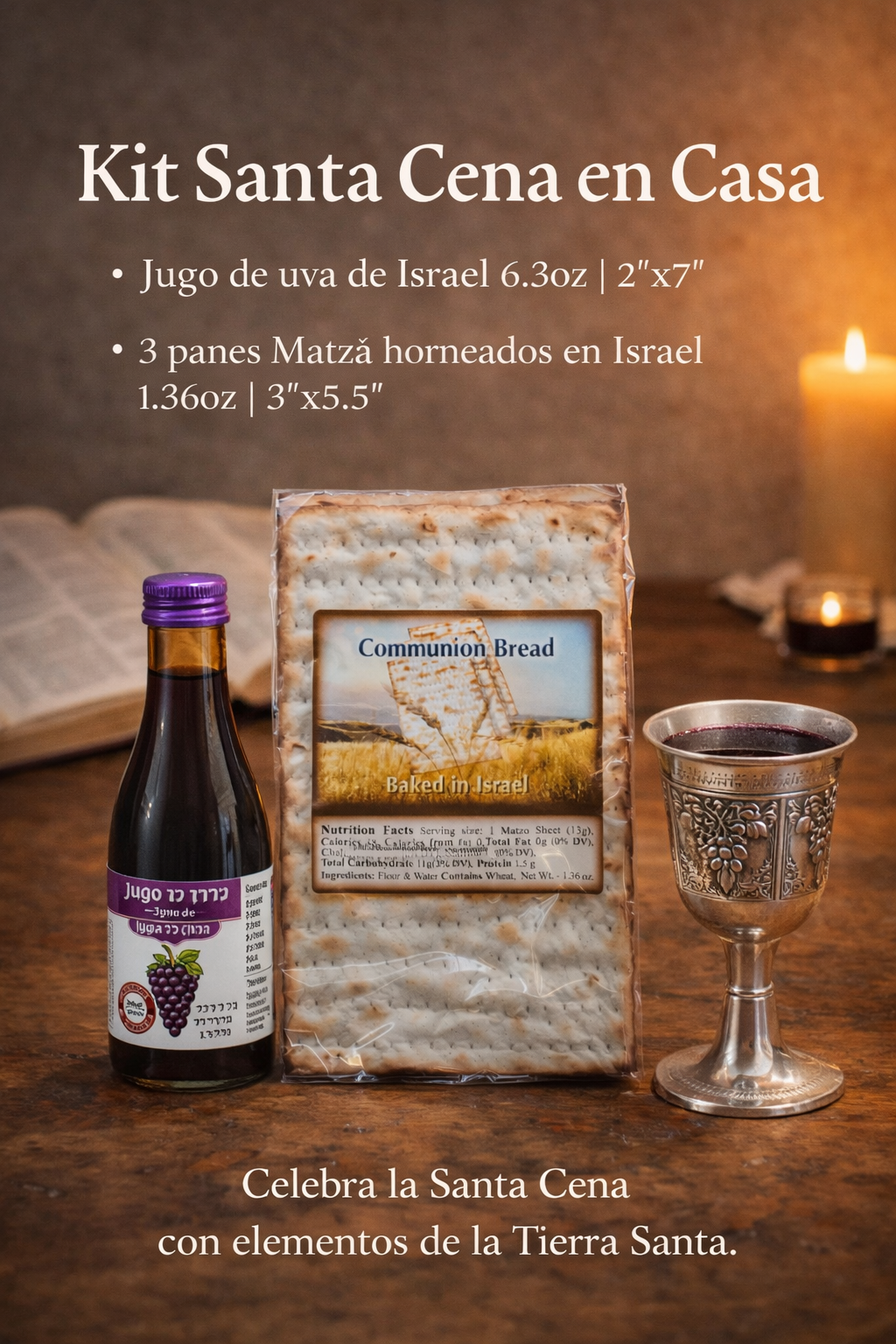 Kit de Santa Cena en Familia – Pan Matzá &amp; Jugo de Uva de Israel